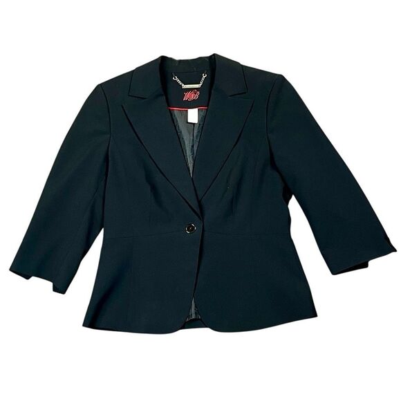 White House Black Market Black 1 Button 3/4 Sleeve Jacket Blazer 8 - Picture 1 of 7